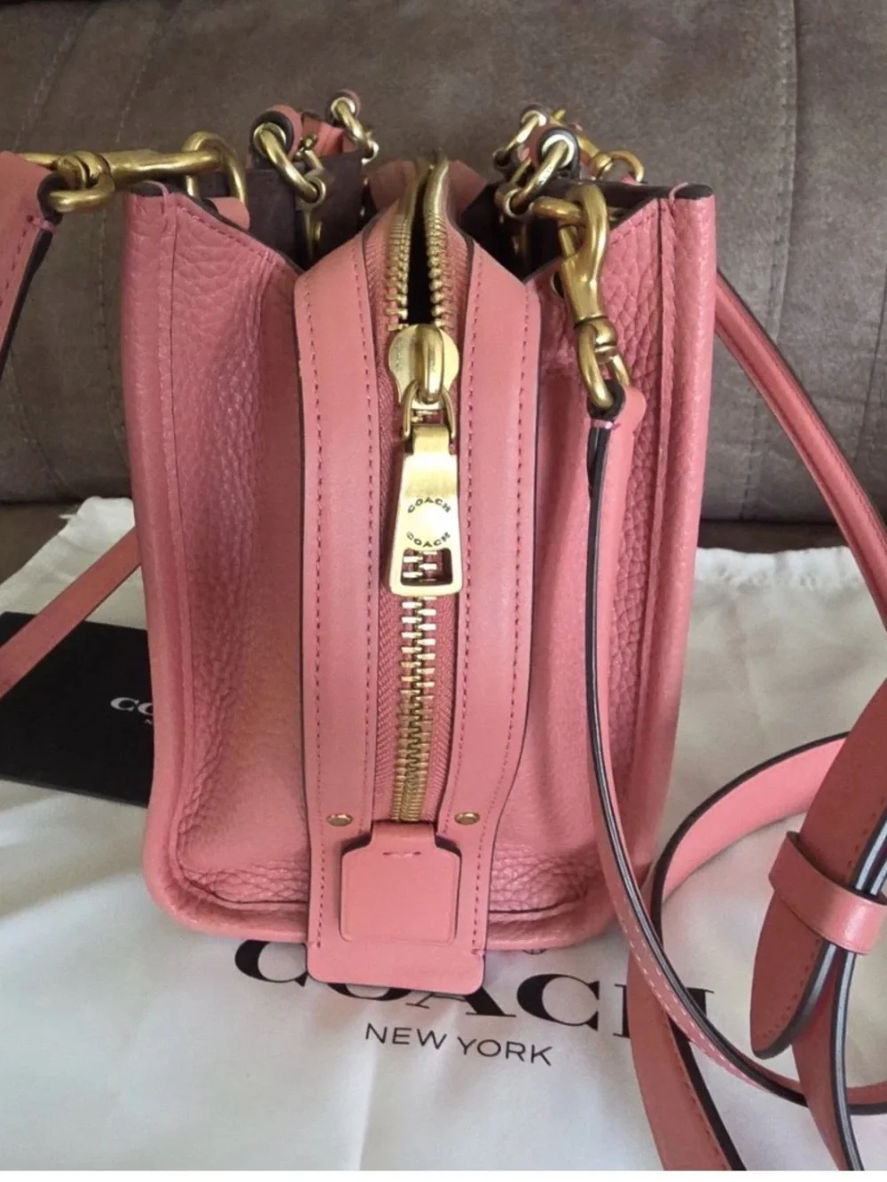 Coach Pink Pebbled Leather Shoulder Satchel